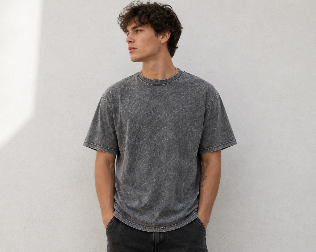 Acid Wash Vintage Style Short-Sleeves Graphic T-shirt